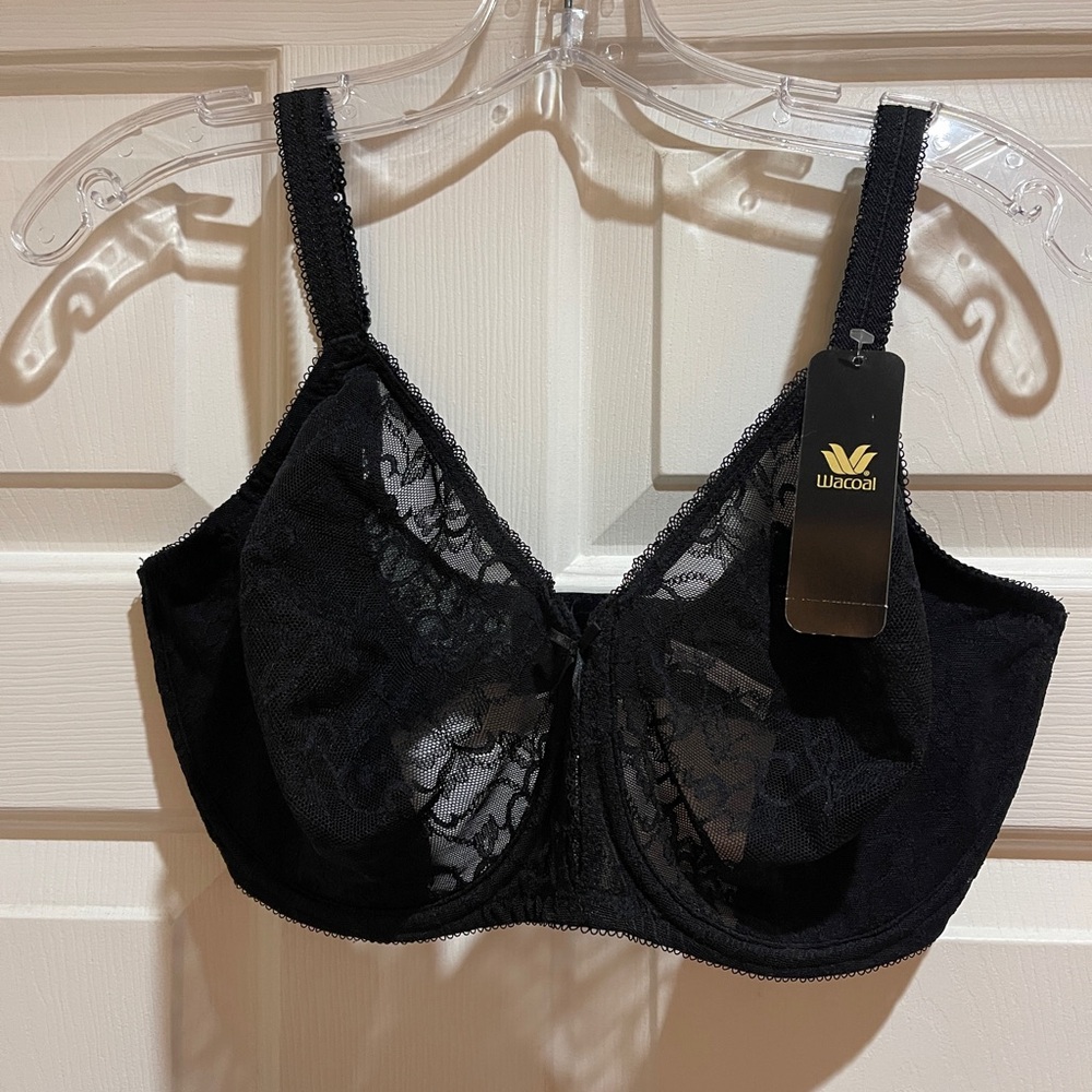 Wacoal Elegant Black Lace Bra NWT 36G
